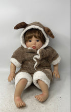 Load image into Gallery viewer, Brown Plush Outfit Hooded Reindeer Costume Blue Eyes Bebe Dolly Doll
