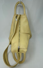 Load image into Gallery viewer, Valentina Womens Cream Leather Zipper Adjustable Strap Top Handle Sling Bag

