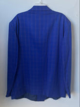 Load image into Gallery viewer, J. Vital Mens Royal Blue Windowpane Check 2-Piece Suit Size Blazer L52 Pants W48
