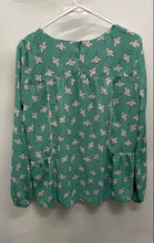 Load image into Gallery viewer, Loft Womens Green Floral Printed Long Sleeve Blouse Top Size Medium
