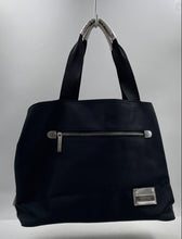 Load image into Gallery viewer, Versace Parfums Womens Black Outer Pockets Double Handle Zipper Tote Bag Worn
