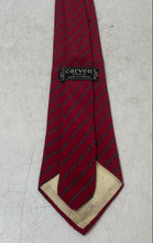 Load image into Gallery viewer, Carven Mens Red Striped Print Silk Adjustable Keeper Loop Formal Pointed Tie
