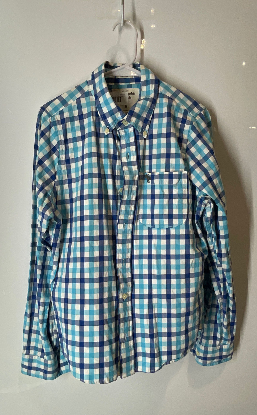 Abercrombie & Fitch Mens Blue Plaid Long Sleeve Button-Up Shirt Size Medium
