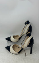 Load image into Gallery viewer, Marc Fisher Womens Black White Patent Leather Stiletto Ankle Strap Heels Size 6M
