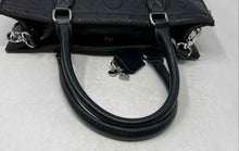 Load image into Gallery viewer, Guess Los Angeles Womens Black Monogram Embossed Faux Leather Satchel Handbag
