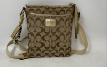 Load image into Gallery viewer, Coach Womens Beige Brown Signature Print Charm Adjustable Strap Crossbody Bag
