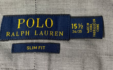 Load image into Gallery viewer, Polo Ralph Lauren Mens Gray Cotton Collared Slim Fit Dress Shirt Size 15.5 34/35
