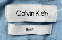 Load image into Gallery viewer, Calvin Klein Mens Blue Long Sleeve Slim Fit Dress Shirt Size L 16-16.5 34/35
