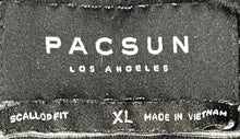 Load image into Gallery viewer, Pacsun Mens Black White Striped Cotton Short Sleeve Scallop Fit T-Shirt Size XL

