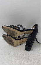 Load image into Gallery viewer, Sam Edelman Womens Yasha Black Silver Leather High Heel Ankle Strap Sandals Sz 8
