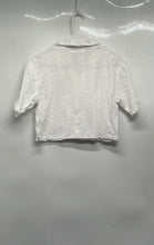 Load image into Gallery viewer, Zara Girls White Eyelet Short Sleeve Collared Cropped Button-Up Shirt Size 13-14
