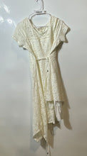 Load image into Gallery viewer, Jessica Simpson Womens Beige Floral Lace Handkerchief Hem Fit &amp; Flare Dress Sz L
