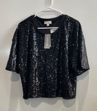 Load image into Gallery viewer, Kenneth Cole Reaction Womens Black Sequin Pullover Blouse Top Size XL With Tag
