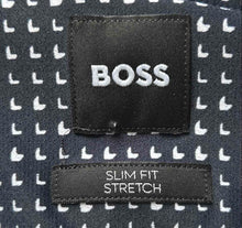 Load image into Gallery viewer, Hugo Boss Mens Navy Blue And White Printed Slim Fit Stretch Button-Up Shirt Sz M
