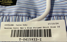 Load image into Gallery viewer, Massimo Dutti Mens Blue Striped Long Sleeve Easy Iron Dress Shirt Size 15
