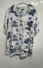 Load image into Gallery viewer, A.N.A Womens White Blue Tropical Print Short Sleeve Button-Up Shirt Size M
