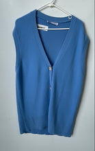 Load image into Gallery viewer, Zara Womens Light Blue Sleeveless Button Front Cardigan Sweater Size Small
