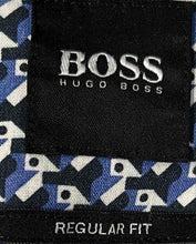 Load image into Gallery viewer, Hugo Boss Mens Multicolor Geometric Cotton Short Sleeve Button-Up Shirt Size M
