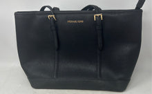 Load image into Gallery viewer, Michael Kors Womens Jet Set Black Charm Double Handle Travel Tote Handbag
