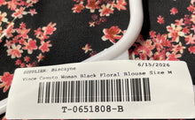 Load image into Gallery viewer, Vince Camuto Womens Black Pink Floral Smocked Long Sleeve Pullover Blouse Top M
