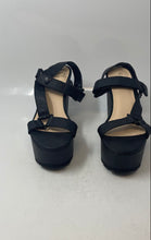 Load image into Gallery viewer, Guess Womens Black Leather Wedge Heel Platform Ankle Strap Sandals Size 7.5M
