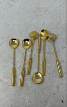 Load image into Gallery viewer, Set Of 6 Pieces Gold-Tone Stainless Steel Flatware Mini Coffee Teaspoons
