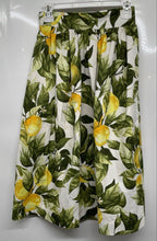 Load image into Gallery viewer, H&amp;M Womens Green Yellow Leaf Lemon Print Pleated Maxi Skirt Size 2
