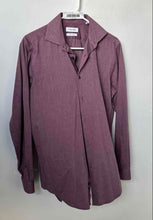 Load image into Gallery viewer, Calvin Klein Mens Purple Printed Long Sleeve Slim Fit Stretch Dress Shirt Size M
