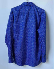 Load image into Gallery viewer, Nine West Mens Blue White Printed Classic Fit Dress Shirt Size M 15-15.5 34/35
