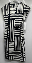 Load image into Gallery viewer, Calvin Klein Womens Black White Striped Belted Sheath Dress Size 6 With Tag
