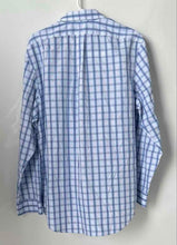 Load image into Gallery viewer, Banana Republic Mens Blue White Window Pane Button-Up Shirt Size Large
