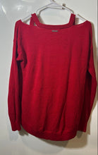 Load image into Gallery viewer, Michael Kors Womens Red Waffle-Knit Cold Shoulder Sleeve Pullover Sweater Size M
