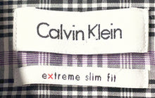Load image into Gallery viewer, Calvin Klein Mens Gray Plaid Long Sleeve Collared Dress Shirt Size 15 32/33
