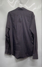 Load image into Gallery viewer, Michael Kors Mens Brown Striped Cotton Long Sleeve Collared Dress Shirt Sz 16.5
