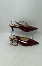 Load image into Gallery viewer, E1Dof Womens Burgundy Patent Leather Pointed Toe Block Slingback Heels Size 10
