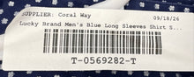 Load image into Gallery viewer, Lucky Brand Mens Blue Long Sleeve Slim Fit Dress Shirt Size L 16-16.5 34/35

