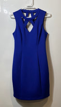 Load image into Gallery viewer, Guess Womens Blue Sleeveless Caged Cutout Neck Back-Zip Sheath Dress Size Small
