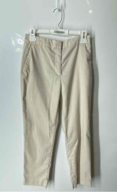 Zara Womens Beige Flat Front Straight Leg Slash Pocket Dress Pants Size 4