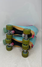 Load image into Gallery viewer, Roller Derby Kids Blue Leather Lace-Up Ankle Roller Skates Size 3-6

