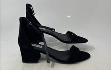 Load image into Gallery viewer, Steve Madden Womens Black Leather High Block Ankle Strap Heels Size 9M
