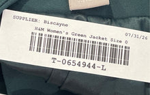 Load image into Gallery viewer, H&amp;M Womens Green Long Sleeve Pockets Notch Collar Open Front Blazer Size 0
