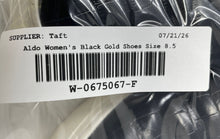 Load image into Gallery viewer, Aldo Womens Quarta Black Gold Round Toe Low Top Slip On Sneaker Shoes Size 8.5
