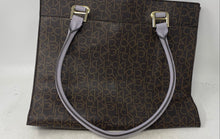 Load image into Gallery viewer, Calvin Klein Womens Brown Purple Monogram Inner Pockets Magnetic Shoulder Bag
