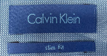 Load image into Gallery viewer, Calvin Klein Mens Blue Cotton Long Sleeve Slim Fit Dress Shirt Size 15-15 1/2
