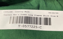 Load image into Gallery viewer, Express Mens Green Long Sleeve Collared Formal Dress Shirt Size Medium
