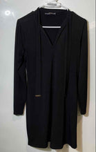 Load image into Gallery viewer, Michael Kors Womens Black Long Sleeve Tie Neck Short Shift Dress Size XS
