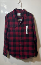 Load image into Gallery viewer, Goodfellow &amp; Co Mens Red Black Plaid Long Sleeve Button-Up Shirt Size L With Tag
