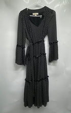 Load image into Gallery viewer, Michael Kors Womens Black White Polka Dot Tiered A-Line Dress Size Medium
