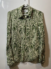 Load image into Gallery viewer, Zara Womens Beige Green Printed Long Sleeve Collared Button-Up Shirt Size XS
