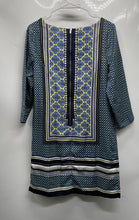 Load image into Gallery viewer, The Limited Womens Multicolor Geometric 3/4 Sleeve Back Zip Shift Dress Size M
